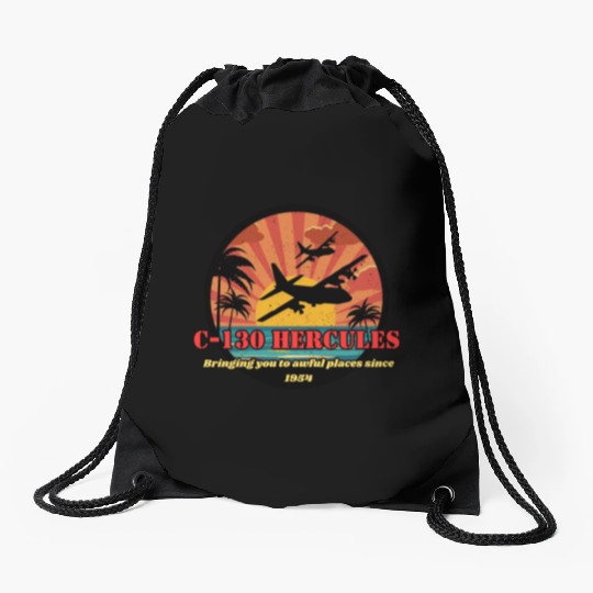 Bringing you to awful places - C-130 Hercules Drawstring Bags