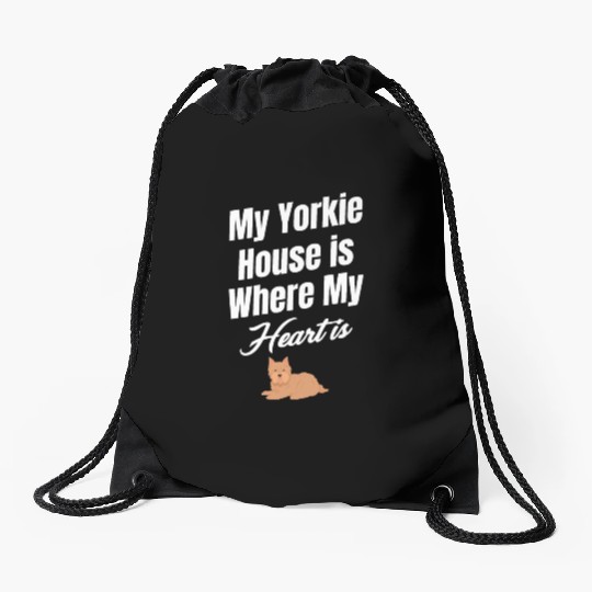 My Yorkie House Is Where My Heart Is Weimaraner Drawstring Bags