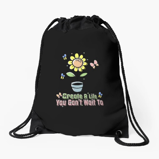 Beautiful Sunflower with a Butterflies and a Bees Drawstring Bags