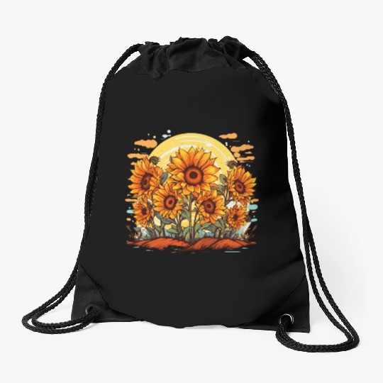 Sunflower Bloom Floral Summer Nature for a Drawstring Bags