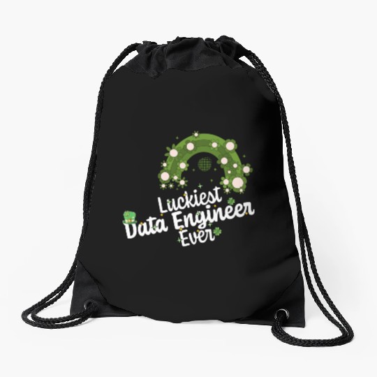 Luckiest Data Engineer St Patricks Day Engineering Drawstring Bags
