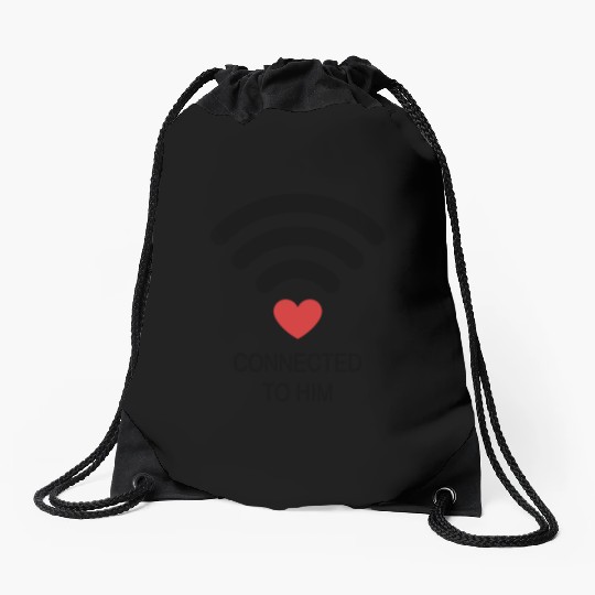 Connected to him couple Drawstring Bags