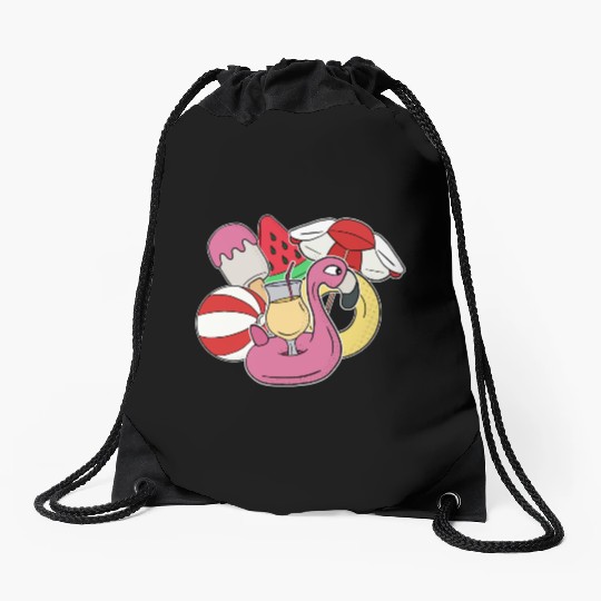 Summer Fun at the Pool or Beach Drawstring Bags
