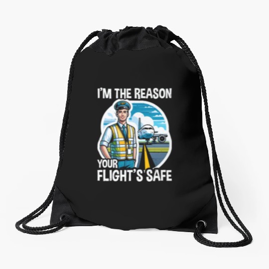 Airport Safety Officer Aviation Airport Jobs Drawstring Bags