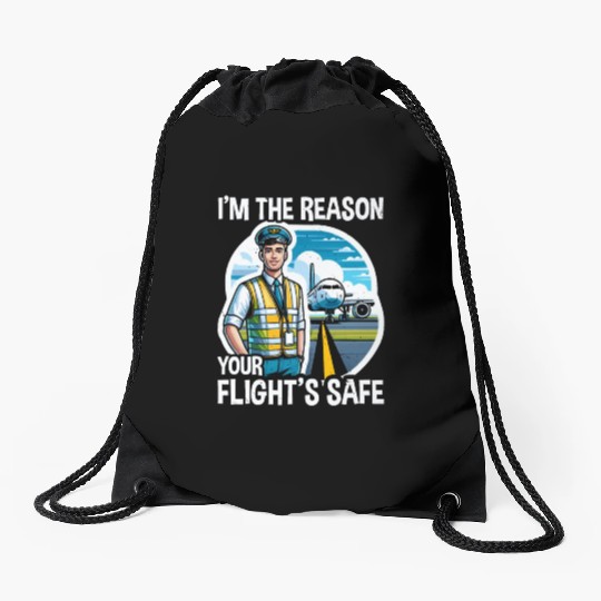Airport Safety Officer Aviation Airport Jobs Drawstring Bags