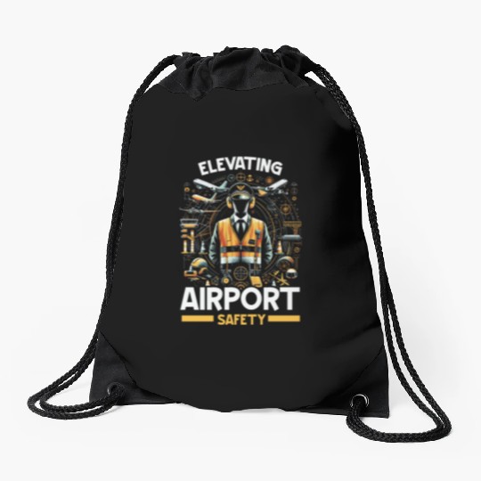 Airport Safety Officer Aviation Airport Jobs Drawstring Bags
