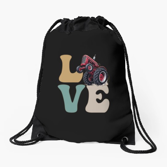 LOVE Tractor Pulling Tractor Driver Farmer Farming Drawstring Bags