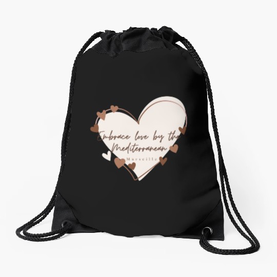 Embrace love by the Mediterranean Drawstring Bags