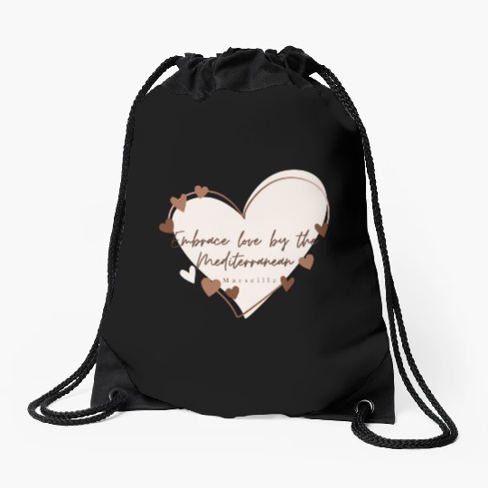 Embrace love by the Mediterranean Drawstring Bags