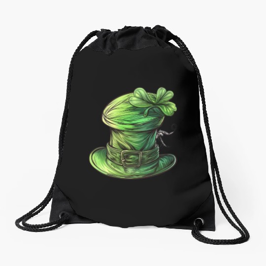 St Patrick Irish Green Hat Drawstring Bags
