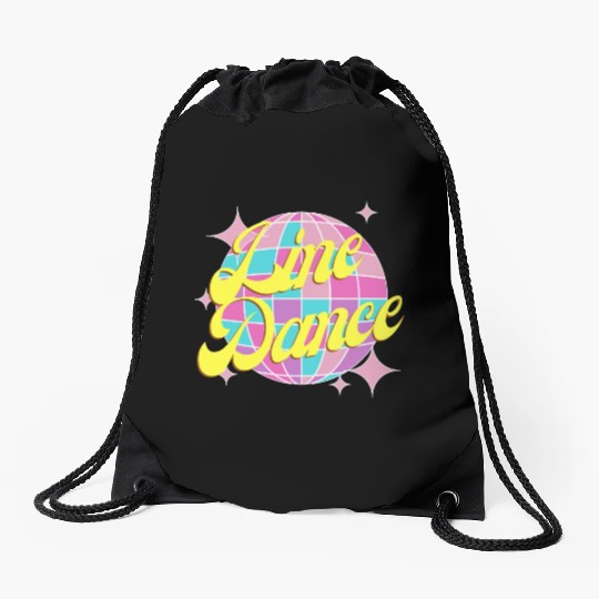 Line dance disco ball in fun neon party colors Drawstring Bags