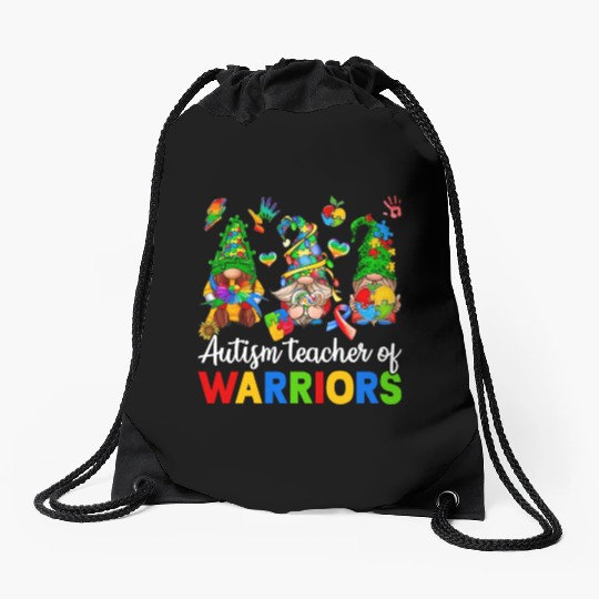 Autism Teacher Of Warriors Gnomes Drawstring Bags