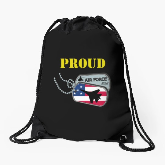 Proud Air Force Mom Drawstring Bags