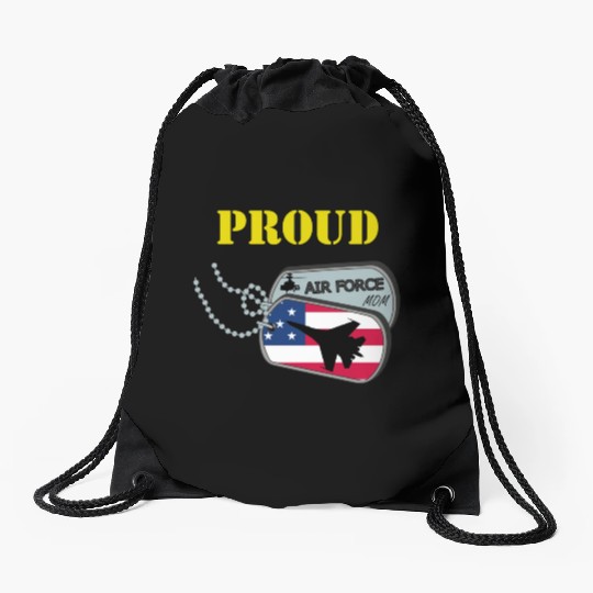 Proud Air Force Mom Drawstring Bags