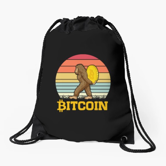 Bitcoin with Big Foot Drawstring Bags