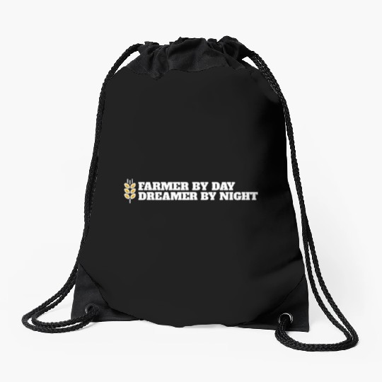 farmer by day dreamer by night Drawstring Bags