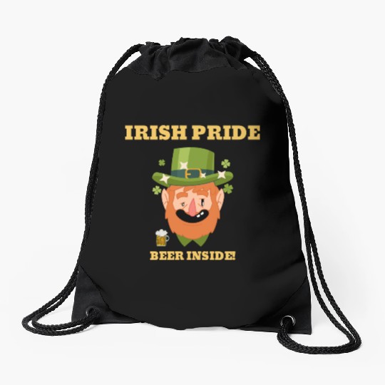 irish pride beer inside Drawstring Bags