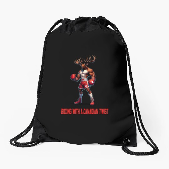 Canada elk box design Drawstring Bags