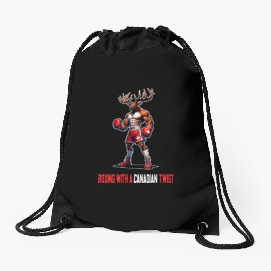 Canada elk box design Drawstring Bags