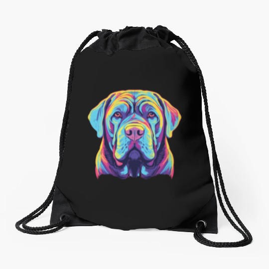 Watercolor Colorful Neapolitan Mastiff Drawstring Bags
