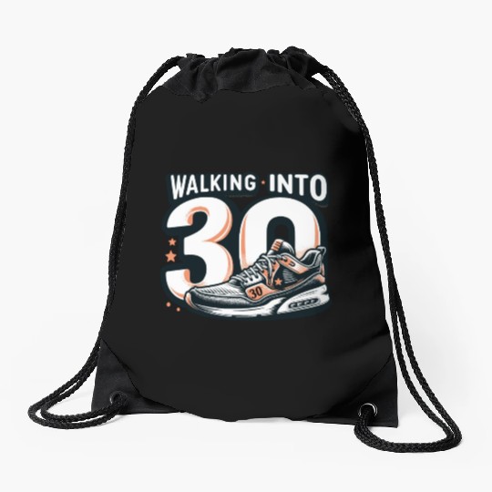 Walking into 30 With Dreams Retro Sneaker Birthday Drawstring Bags