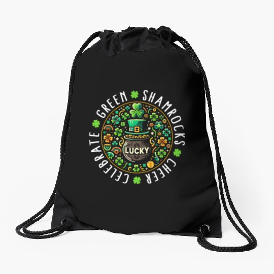 St. Patrick's Day Drawstring Bags, Lucky Pot Of Gold Leaf