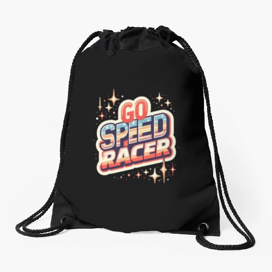 Go speed racer Drawstring Bags