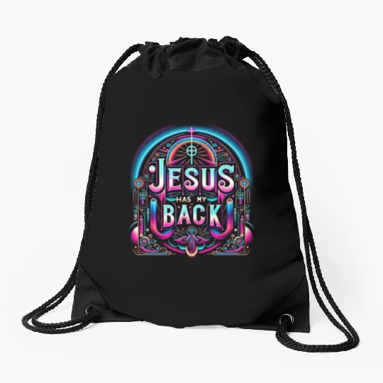 Jesus Has My Back 26 Drawstring Bags