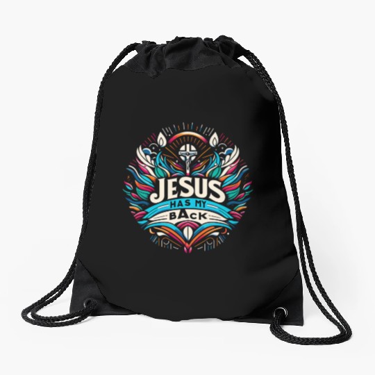 Jesus Has My Back 27 Drawstring Bags