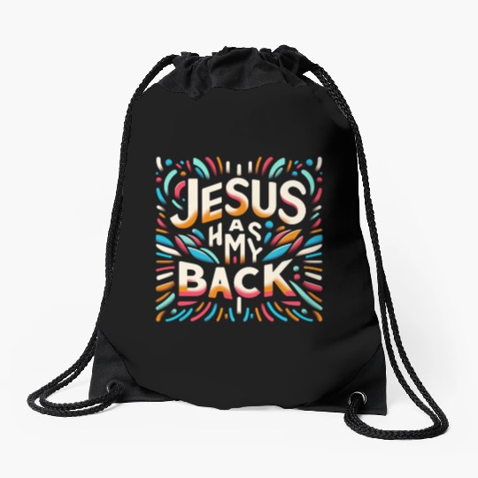 Jesus Has My Back 29 Drawstring Bags