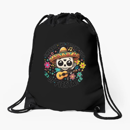 Skull with Cinco De Mayo Drawstring Bags