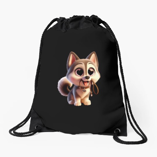 Charming Puppy Love Drawstring Bags