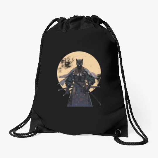 Anime Panther Warrior Samurai katana Drawstring Bags