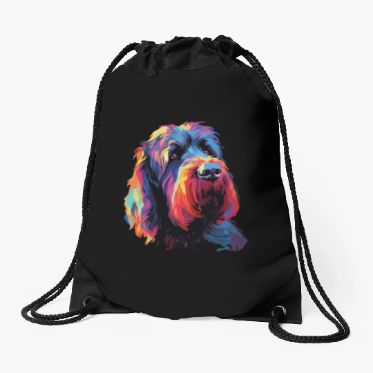 Colorful Russian Black Terrier Drawstring Bags