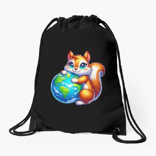 Squirrel for Earth Environmental Nature Drawstring Bags