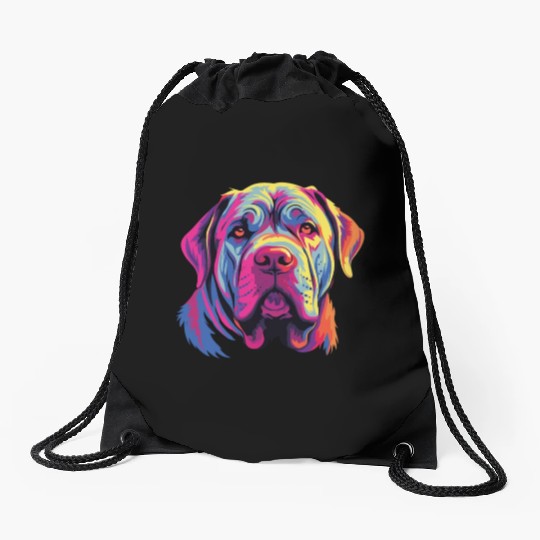 Watercolor Colorful Neapolitan Mastiff Drawstring Bags