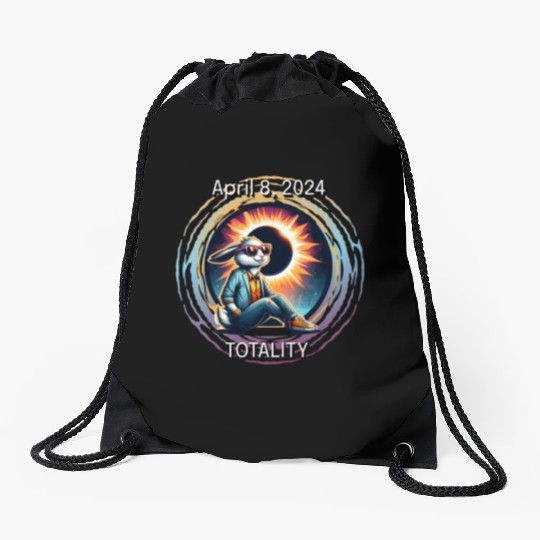 Cool Rabbit Solar April 8, 2024 Eclipse Totality Drawstring Bags