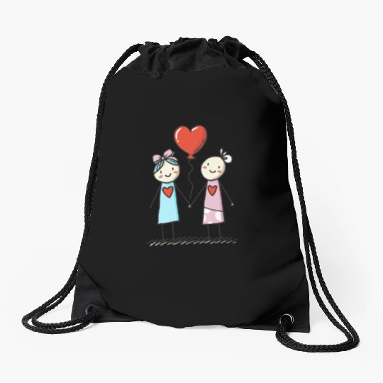 Stick Figure Lesbian Lovers Love Who You Want Drawstring Bags