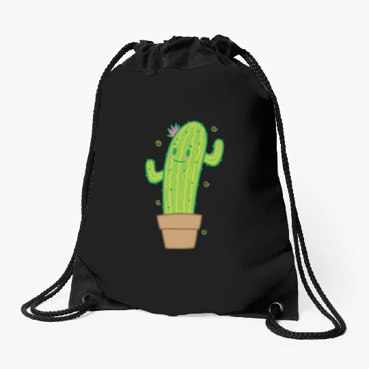 Cactus in Pot Plant Environment Drawstring Bags