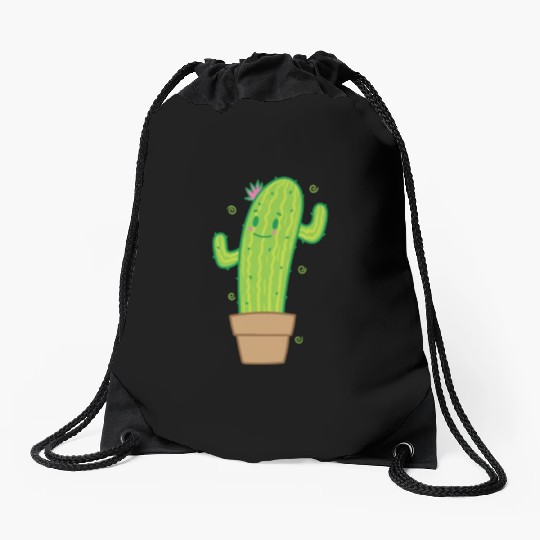 Cactus in Pot Plant Environment Drawstring Bags