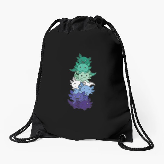 Gay Flag Gay Pride Lgbtq Axolotl Drawstring Bags
