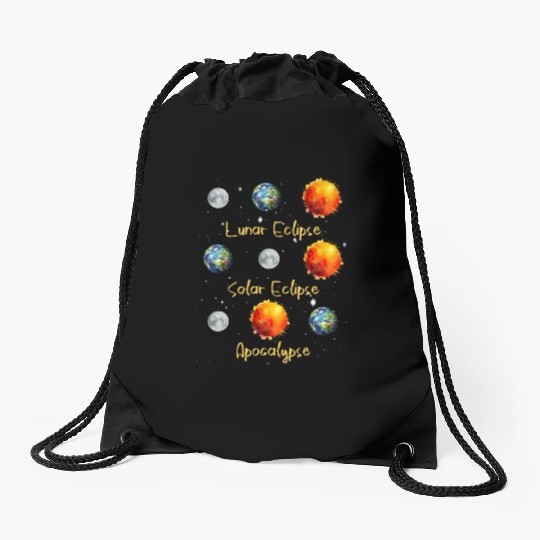 Lunar Eclipse Solar Eclipse and Apocalypse Drawstring Bags