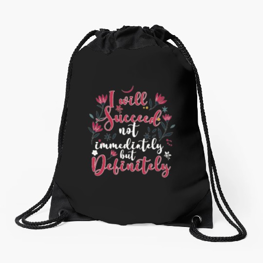 Success Affirmation Floral Motivational Mindset Po Drawstring Bags