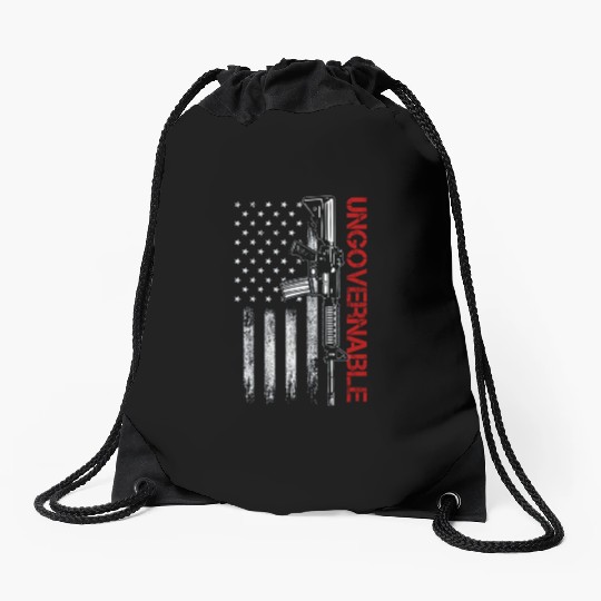 Ungovernable Become Ungovernable American USA FLag Drawstring Bags