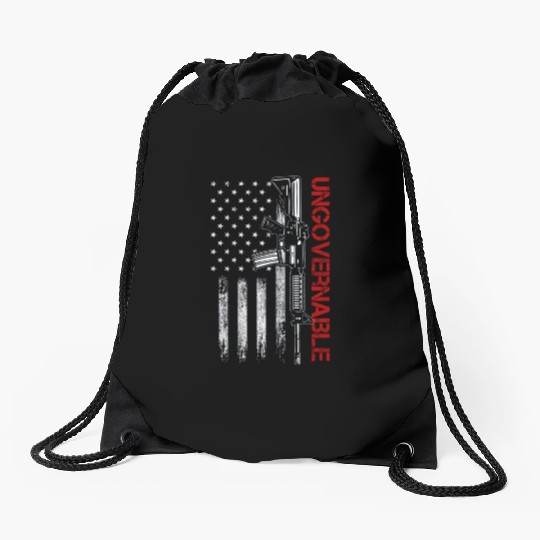 Ungovernable Become Ungovernable American USA FLag Drawstring Bags