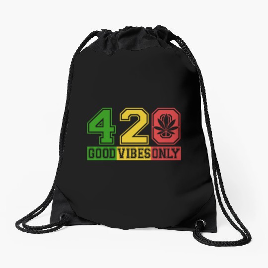 Witty 420 GoodVibes Herb Weed Marijuana Design Drawstring Bags