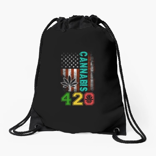 Amusing 420 American Herb Weed Marijuana Design Drawstring Bags