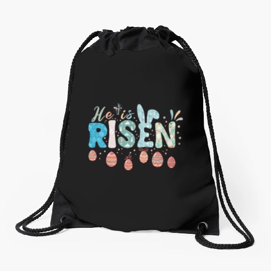 He Is Risen Easter Celebration Theme Drawstring Bags