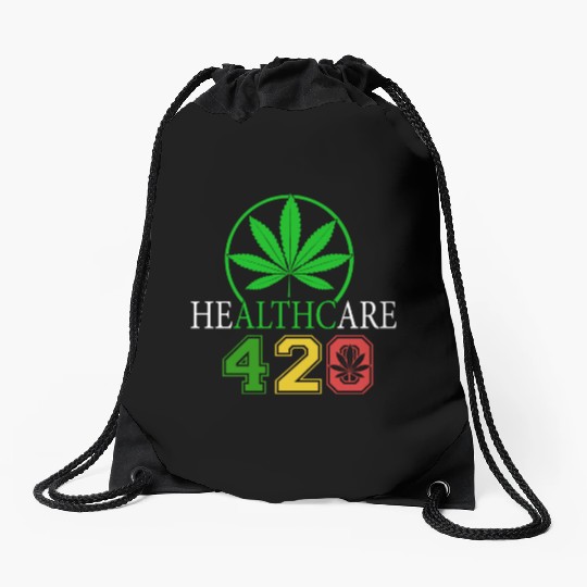 Silly 420 Healthy Herb Weed Marijuana Design Drawstring Bags