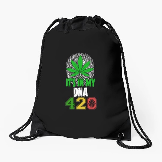 Slapstick 420 Herb In My DNA Weed Marijuana Design Drawstring Bags